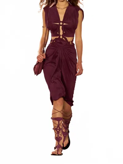 Isabel Marant Sirena Midi Dress In Burgundy In White