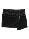 Isabel Marant Siyen Belted Zip-front Denim Skirt In Black