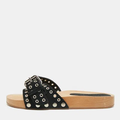 Pre-owned Isabel Marant Size 35 Black Suede Buckle Clogs