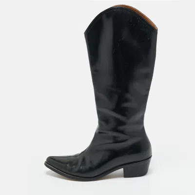 Pre-owned Isabel Marant Size 38 Black Leather Cowboy Knee Length Boots
