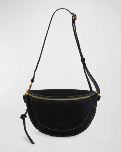 Isabel Marant Skano Braided Suede Belt Bag In Black