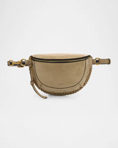 Isabel Marant Skano Braided Suede Belt Bag In Light Beige