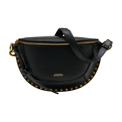 Isabel Marant Skano Hammered Leather Belt Bag With Studs In Black