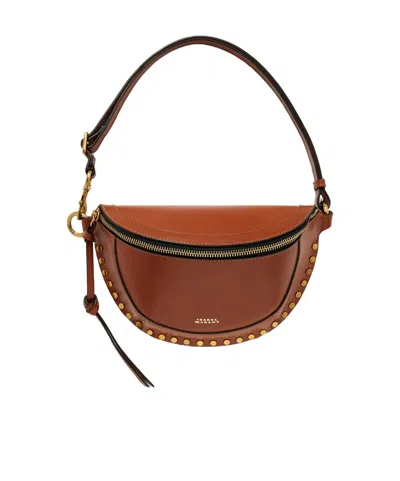 Isabel Marant Skano Studded Leather Belt Bag In Brown
