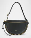 Isabel Marant Half-moon Shaped Leather Bag With Gold-tone Studs In Black