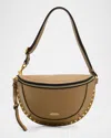 Isabel Marant Skano Studded Leather Shoulder Bag In Khaki