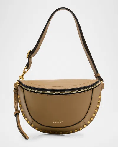 Isabel Marant Skano Studded Leather Shoulder Bag In Khaki