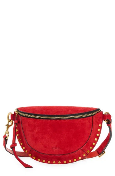 Isabel Marant Skano Suede Crossbody Bag In Scarlet Red