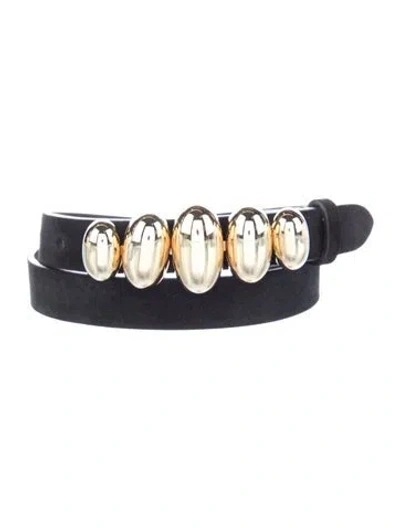 Pre-owned Isabel Marant Skinny Calf Leather Belt Kit In Black