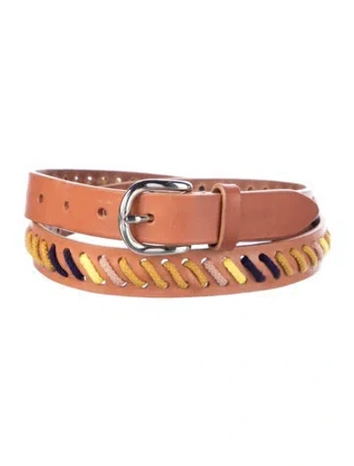 Pre-owned Isabel Marant Skinny Calfskin Belt In Brown