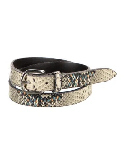 Pre-owned Isabel Marant Skinny Embossed Leather Belt In Neutral