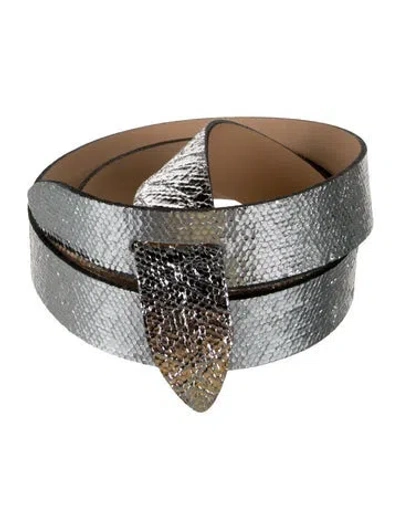 Pre-owned Isabel Marant Skinny Leather Waist Belt In Silver