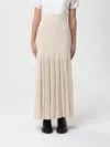 Isabel Marant Women Light Beige Pleated Crepe Knit Ezra Long Skirt In Gold