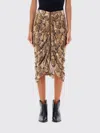 Isabel Marant Snake Print Midi Skirt With Textured Detail In Sand