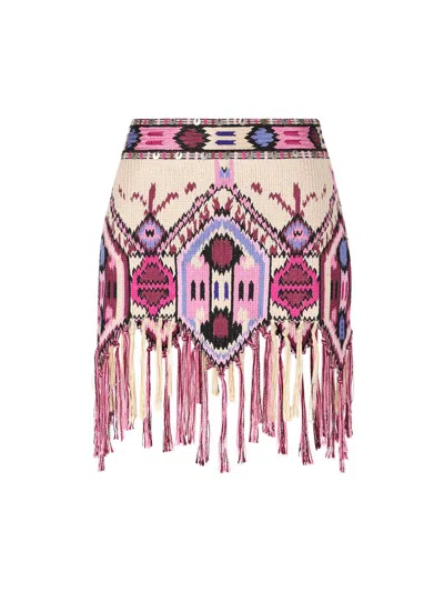 Isabel Marant Yolana Fringed Embroidered Mini Skirt