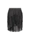 Isabel Marant Carmelia Studded Fringed Mini Skirt In Black