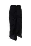 Isabel Marant Asymmetric Midi Skirt Draped Detail In Black