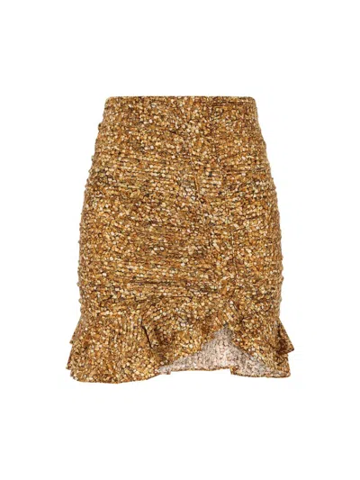 Isabel Marant Mosaic Ruffled Skirt In Gold