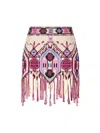 Isabel Marant Yolana Fringed Sequin-embellished Jacquard-knit Cotton Mini Skirt In Orange