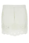 Isabel Marant Palmira Mini Skirt With Embroidered Palm Motifs And Scalloped Hem In White