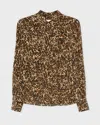 Isabel Marant Animal Patterned Teysa Silk Shirt In Brown