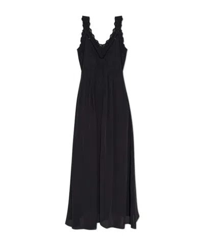 Isabel Marant Lace-insert Pleated Dress In Black