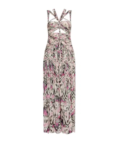 Isabel Marant Rafael Cutout Embellished Braided Printed Silk-crepon Maxi Dress In Multi