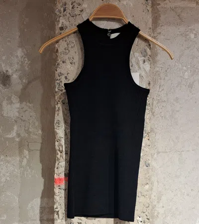 Isabel Marant Sleeveless Ribbed-knit Crewneck Top In Black