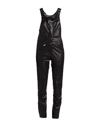 Isabel Marant Sleeveless Round Neck Leather Jumpsuit In Blue