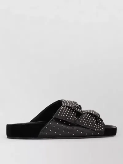 Isabel Marant Slides Bow Detail Flat Sole Studs In Black