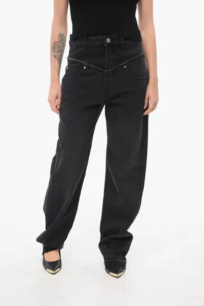 Isabel Marant Slim Fit Noemie Denims With Raw-cut Details 23cm