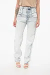Isabel Marant Slim Fit Noemie Denims With Raw-cut Details 23cm In Blue