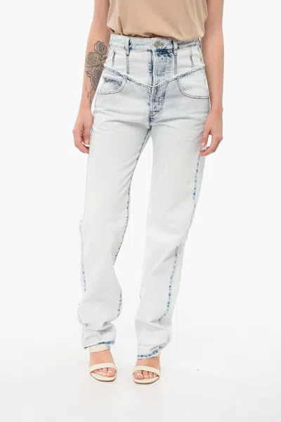 Isabel Marant Slim Fit Noemie Denims With Raw-cut Details 23cm In Blue