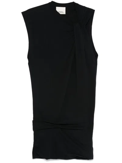 Isabel Marant Sm Leany Black Tied Neck Dress In Black
