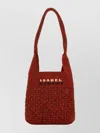 Isabel Marant Small Praia Shoulder Bag With Raffia Texture In Burgundy
