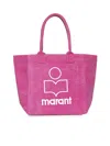 Isabel Marant Women Small Yenky Bag In Faded-effect Cotton With Logo In Multi