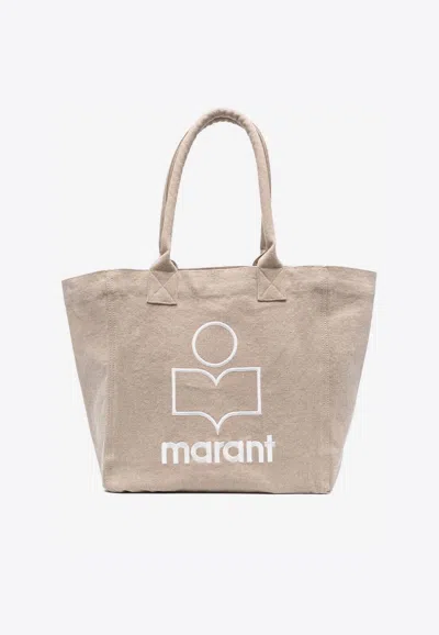Isabel Marant Small Yenky Canvas Logo Tote Bag In Beige