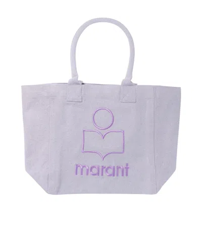 ISABEL MARANT ISABEL MARANT YENKI FLOCKED LOGO SMALL TOTE BAG