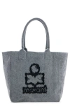Isabel Marant Small Yenky Festive Snowy Logo Canvas Tote In Gray
