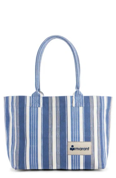 Isabel Marant Small Yenky Stripe Canvas Tote In Blue