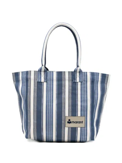 Isabel Marant Small Yenky Striped Tote Bag In Blue