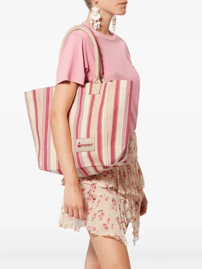 Isabel Marant Small Yenky Striped Tote Bag In Pink