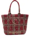 Isabel Marant Small Yenky Tartan Tote Bag In Red