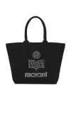 Isabel Marant Small Yenky Festive Studded Logo Canvas Tote In Black