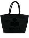 Isabel Marant Yenki Flocked-logo Tote Bag In Black