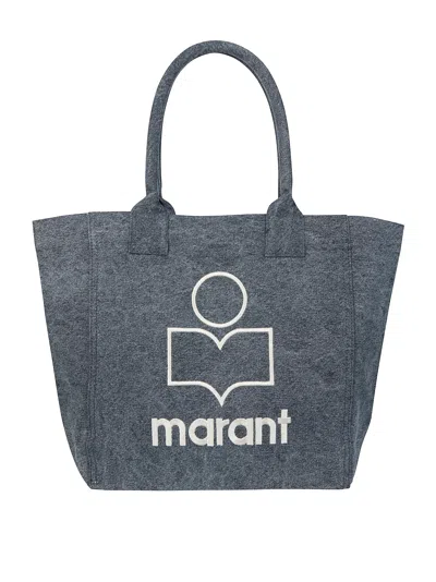 Isabel Marant Small Yenkygz Graphic Cotton Tote Bag In Grey