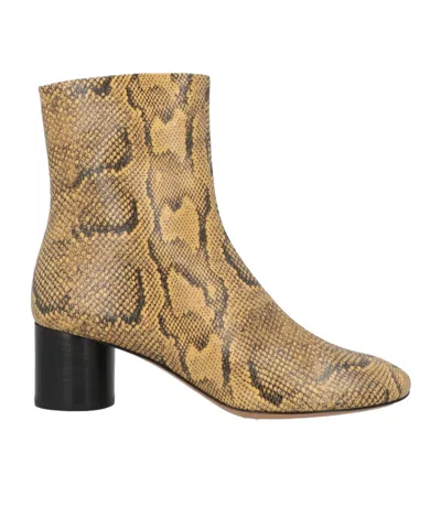 Isabel Marant Snake Print Ankle Boots In Brown
