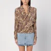 Isabel Marant Draped Snakeskin Wrap Blouse