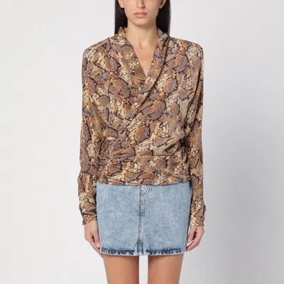 Isabel Marant Snake Print Marlin Blouse In Brown