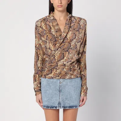 Isabel Marant Snake Print Marlin Blouse In Beige